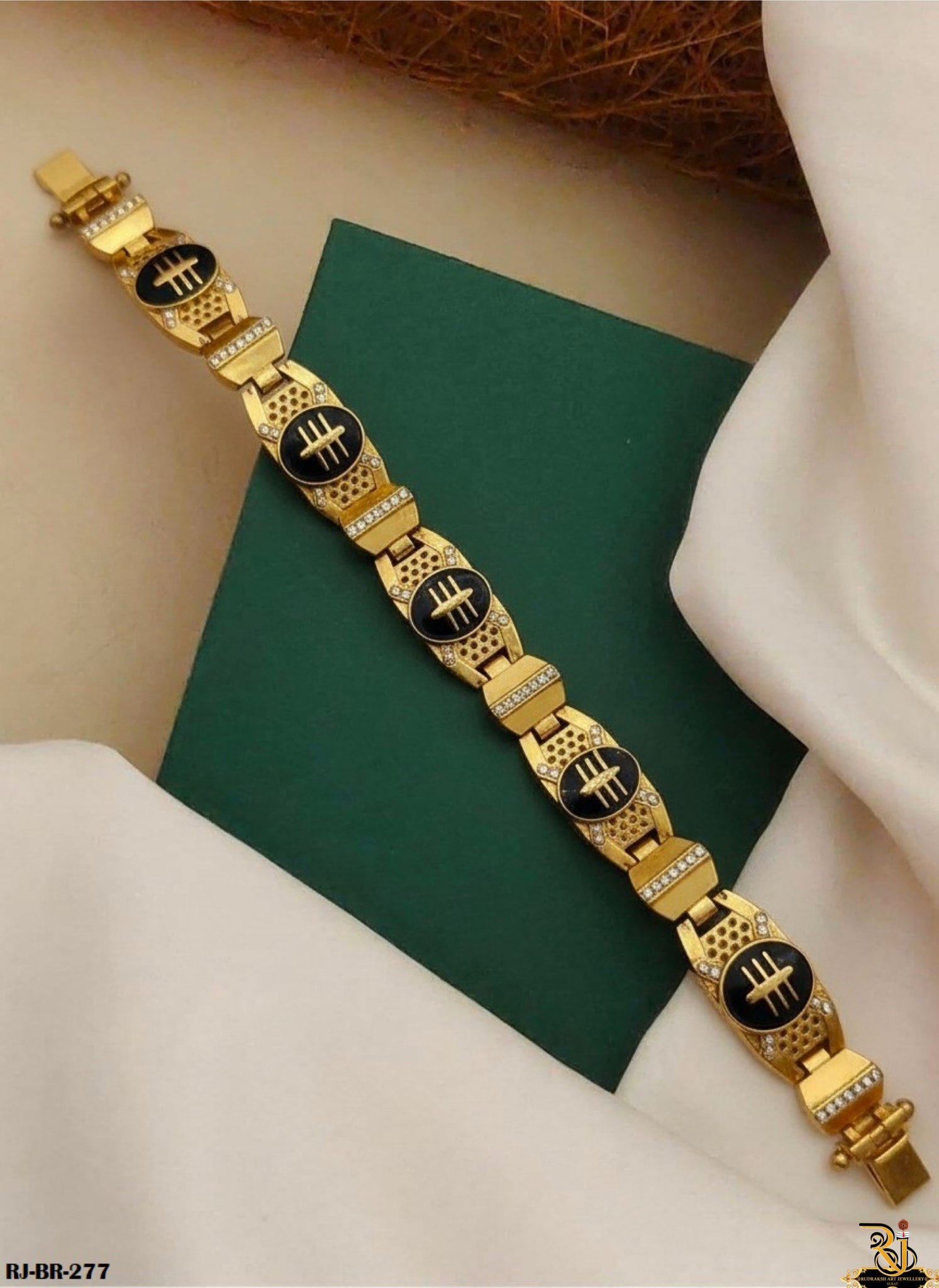 Unveil Shine and Blessing Mahadev Logo Bracelet For Men's-BR-277