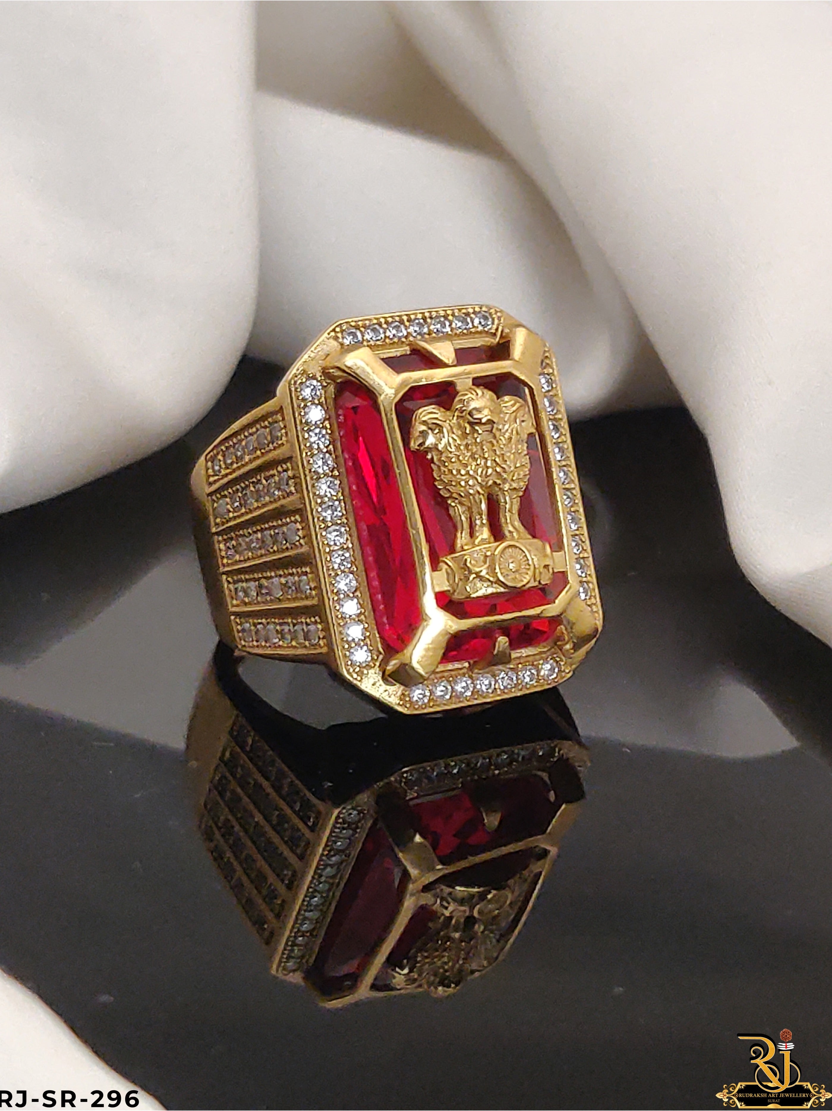 Gold Ring Ashok Stambh Ashoka Stambh Ring (JRG02184) Satva Gold