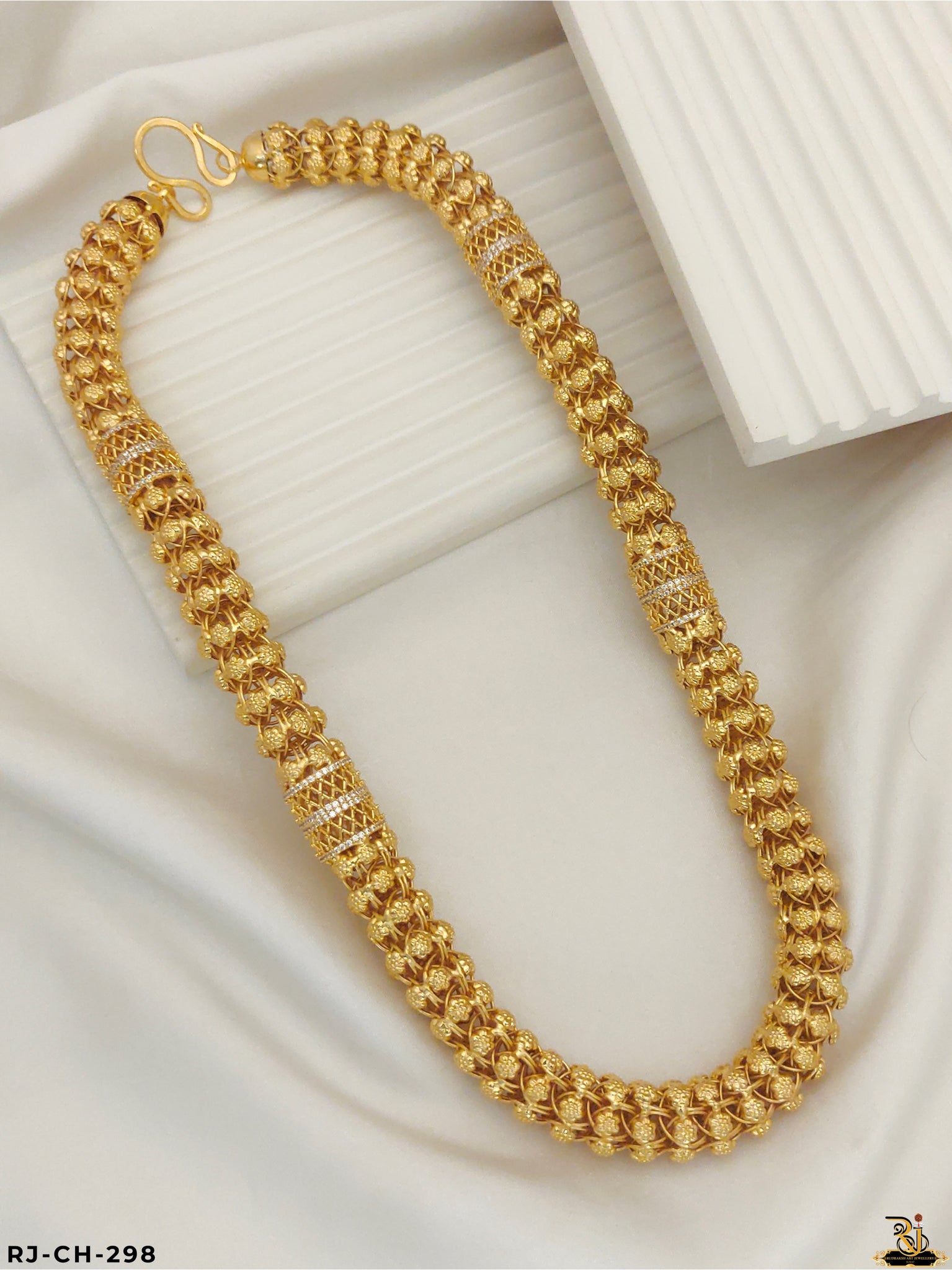 Big Size Flower Design Diamond Gold Plated Chain For Men's-CH-298