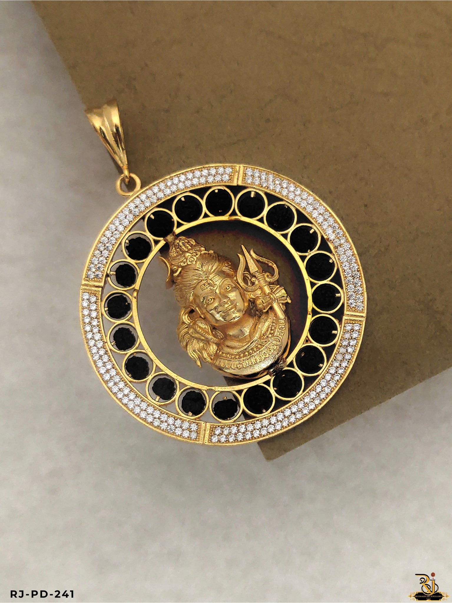 Mahadev With Rudraksh round Frem Design Gold Pleted Pendant PD-241