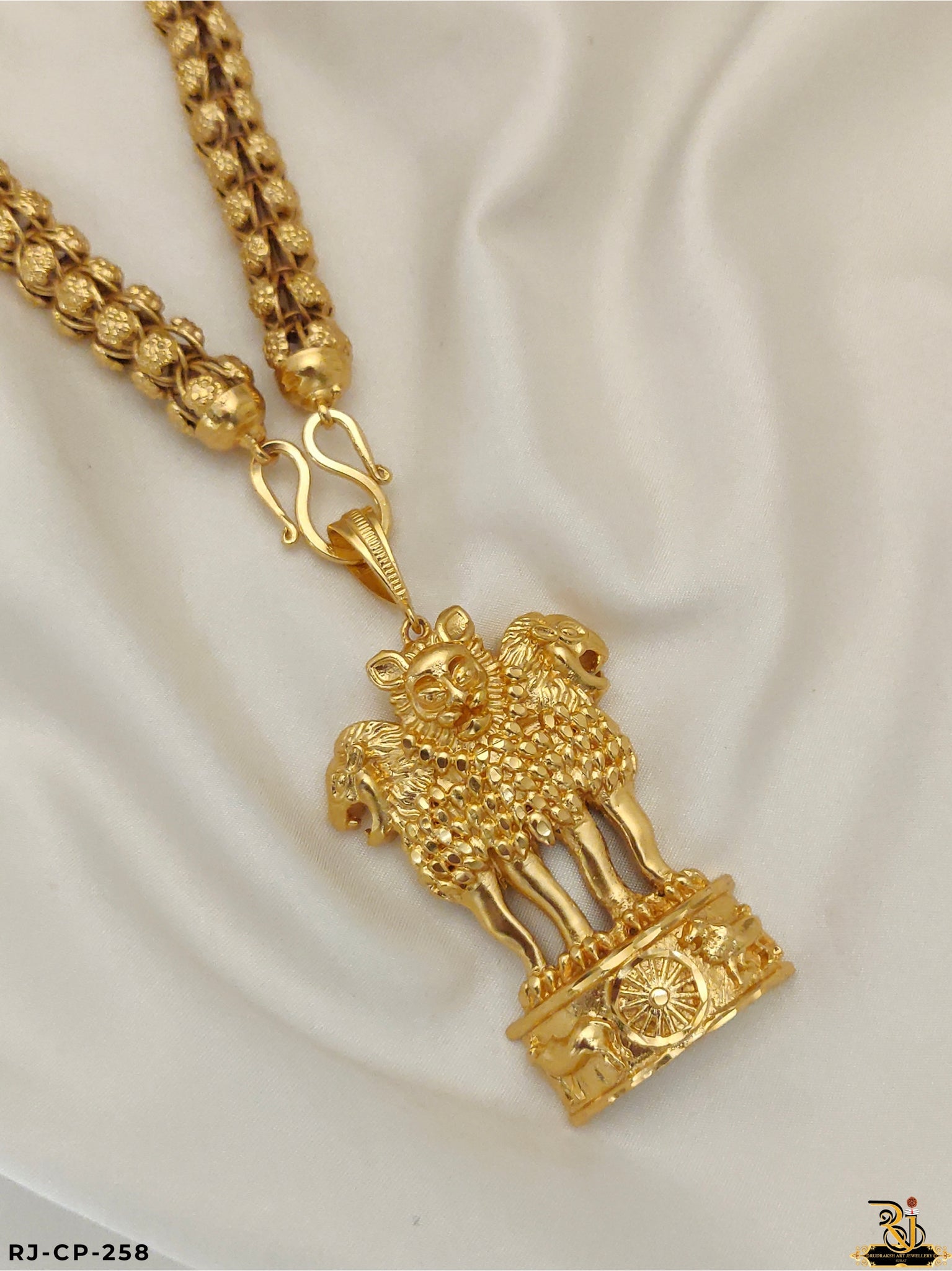 Legacy of Ashok Stamb Pendant with Gold Plated Chain For Men's-CP-258