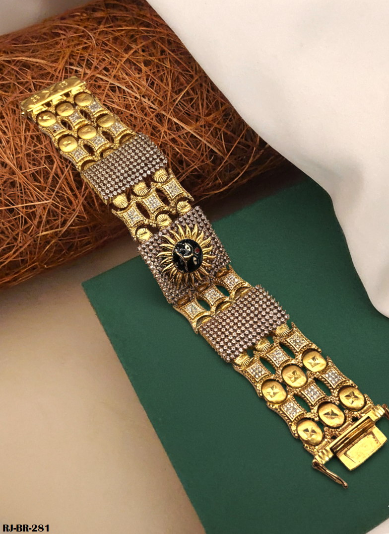 Authentic Glam Diamond Sunface Bracelet For Men's-BR-281