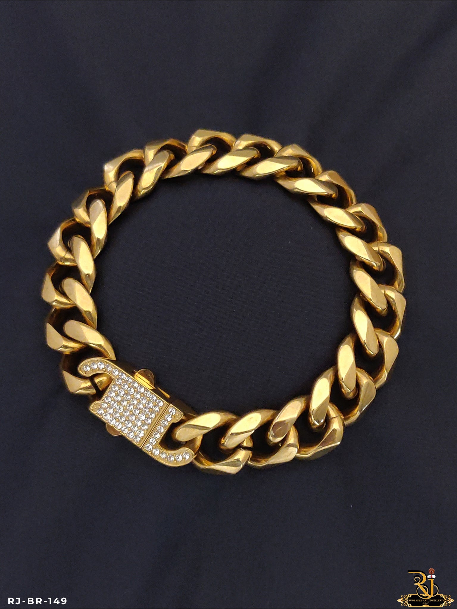 Exclusive Design high Gold finish Imported Men’s Cuban Design Golden Heavy Looking Bracelet BR-149