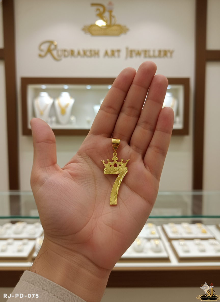 Number 7 with King Crown Pendant PD-075