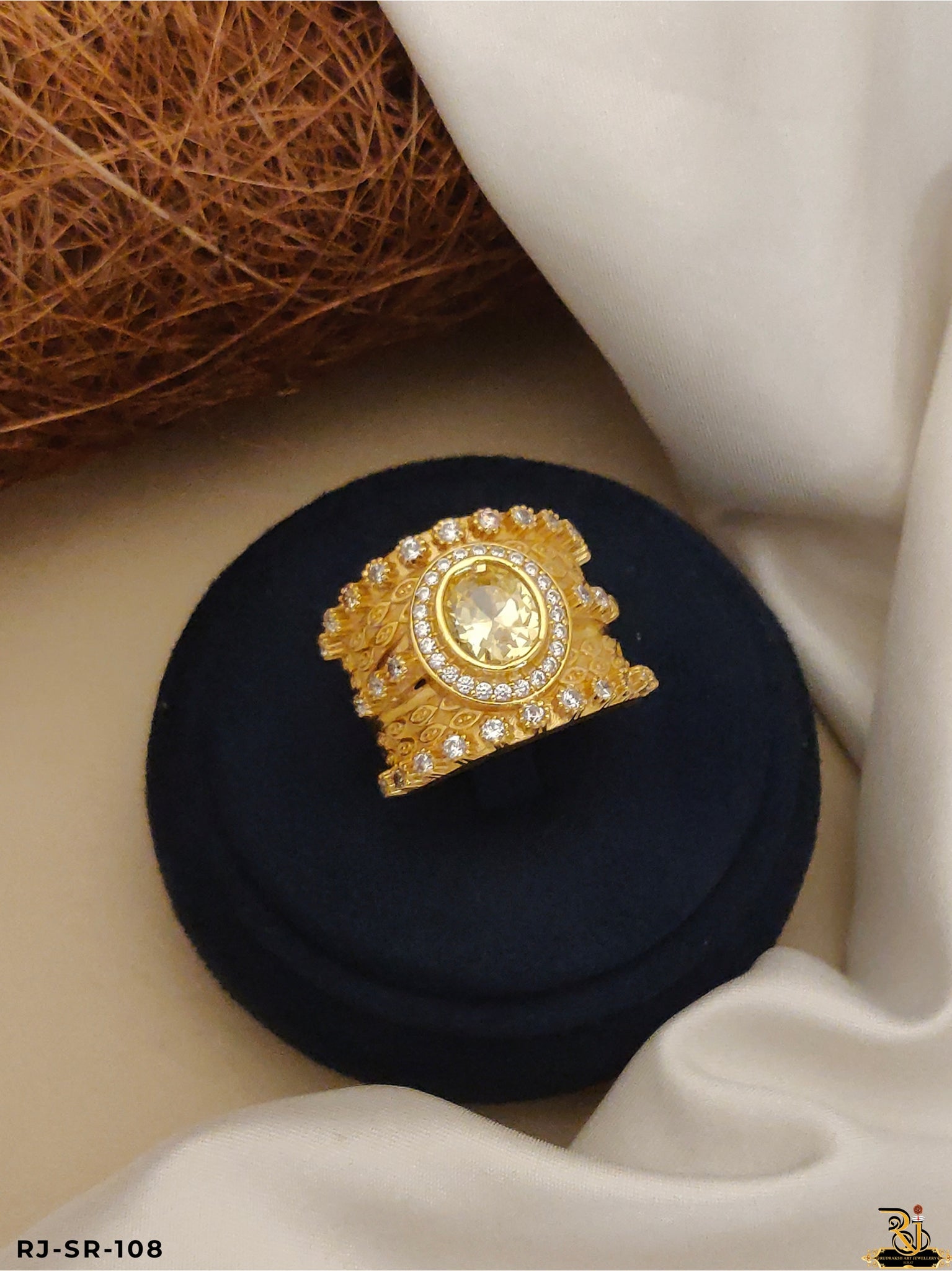 Emperor Diamond with Yellow Stone Ring for Men's-SR-108