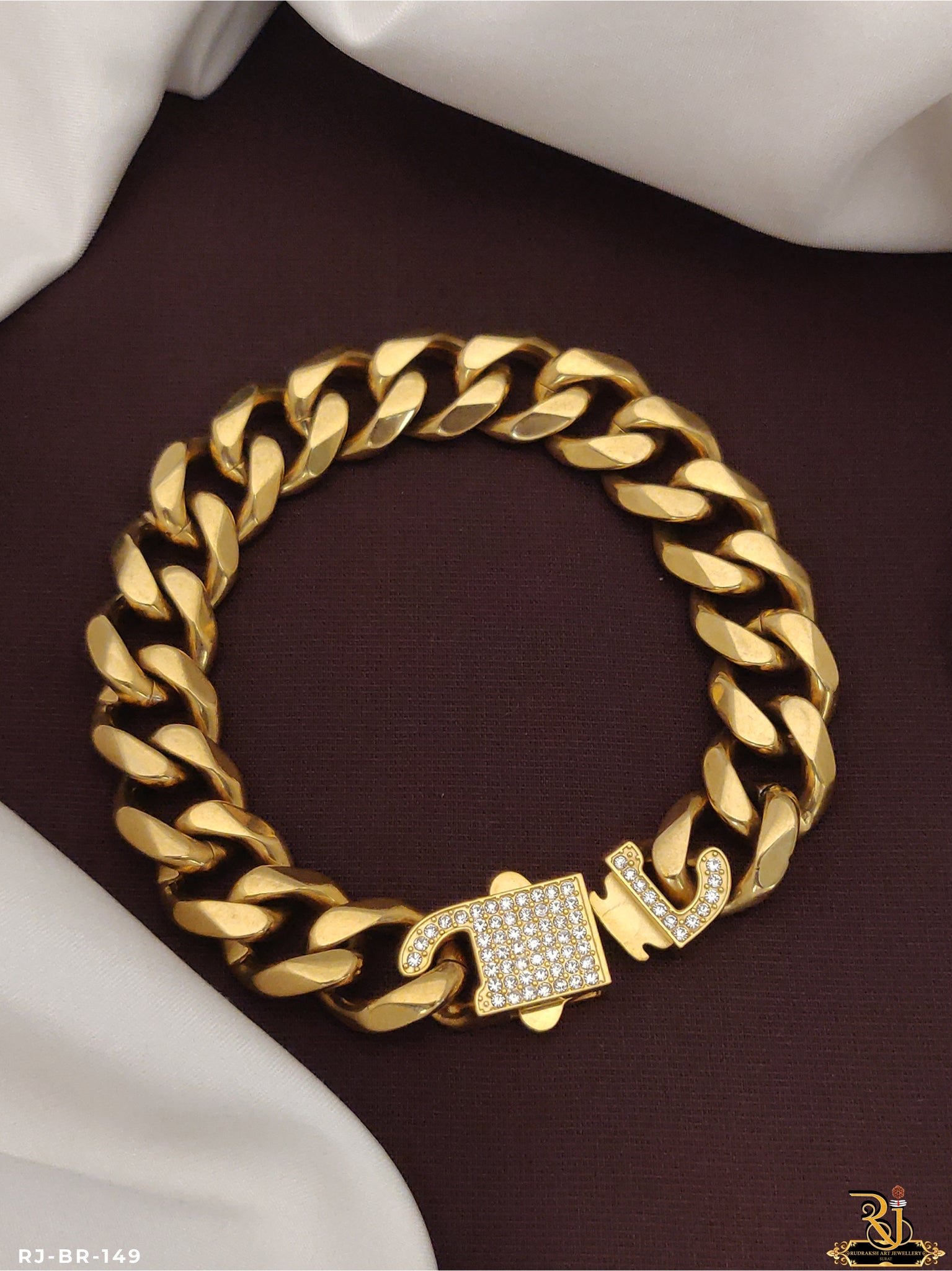 Exclusive Design high Gold finish Impoted Men’s Cuban Design Golden Havy Looking Bracelet BR-149