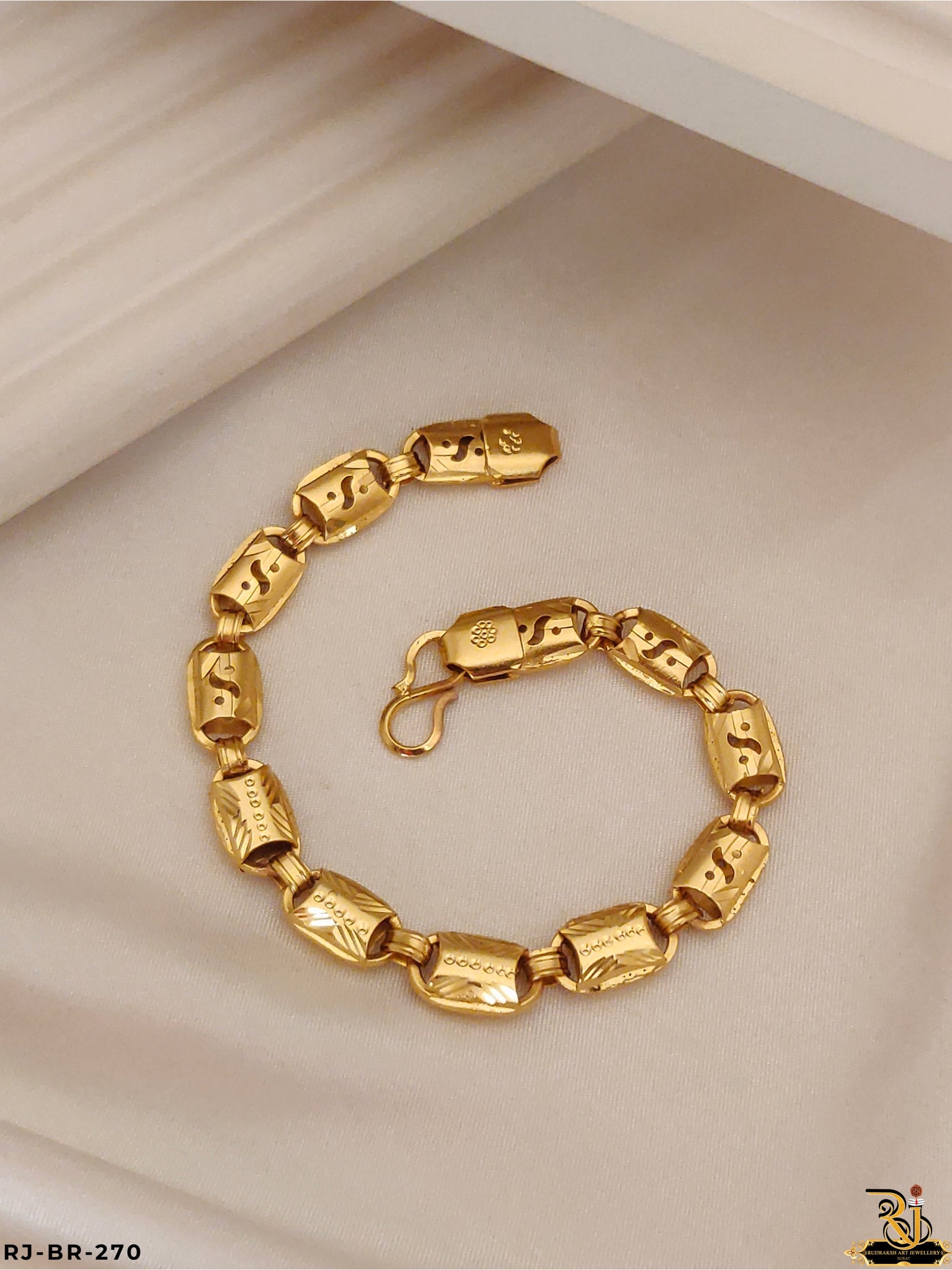 Crowned Gold Plated Indo Bridge Bracelet For Men's-BR-270