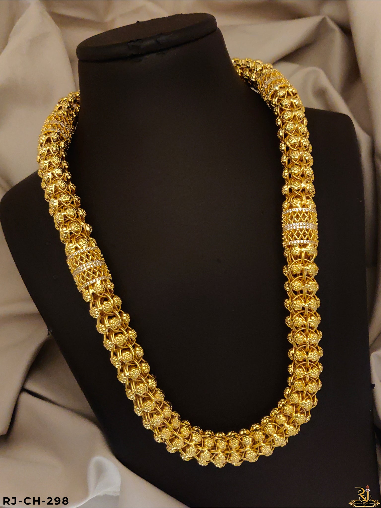 Big Size Flower Design Diamond Gold Plated Chain For Men's-CH-298