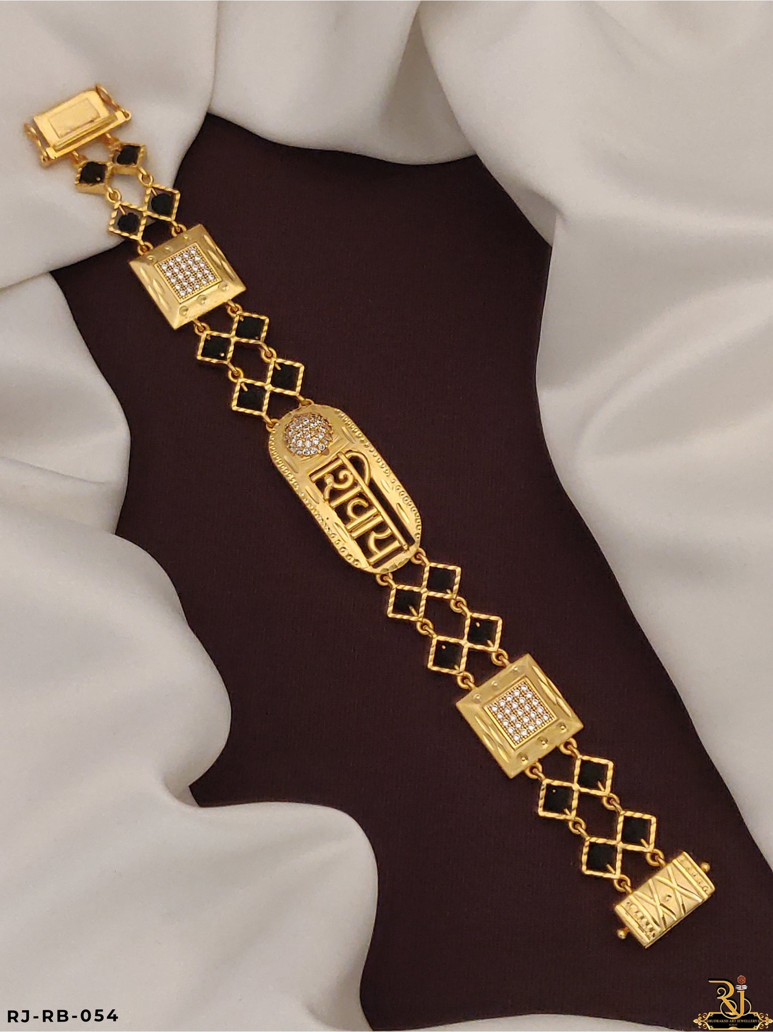 Exclusive New Design Rudraksh shivay Mens Fashion High Gold Bracelet RB-054