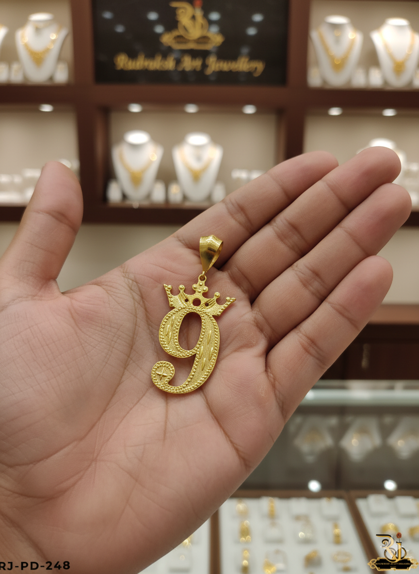 Celestial Shine Lucky number 9 Crown-Inspired Pendant-PD-248