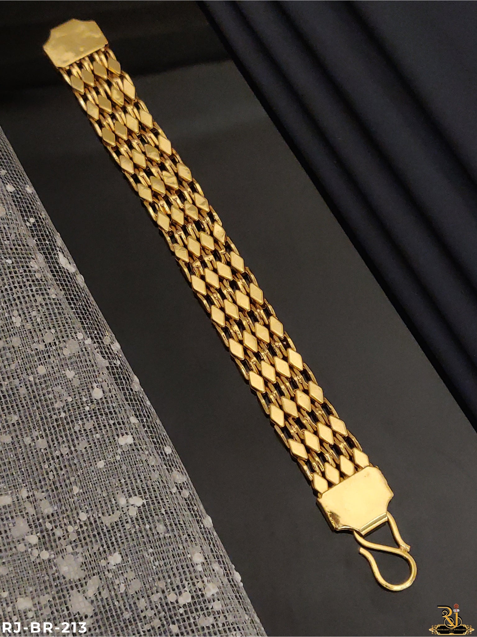 4 Line Gold Pleted Design Men’s Bracelet BR-213