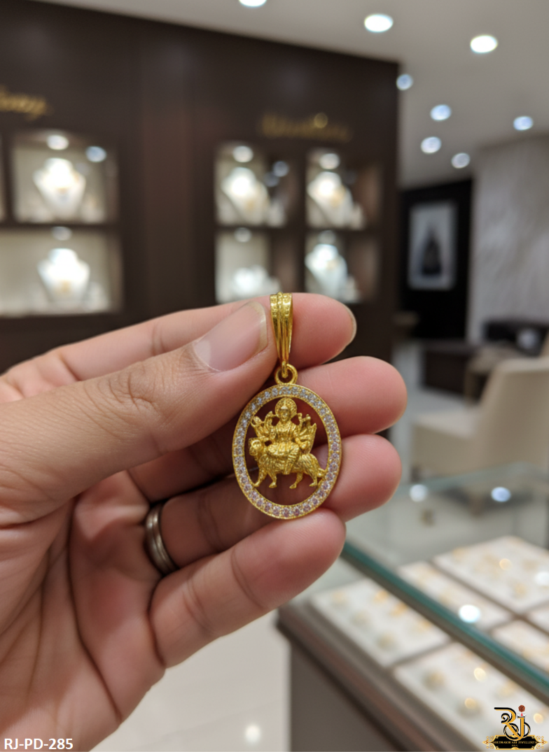 Religious and Spiritual Ambe Maa Gold Plated Pendant For Men's-PD-285