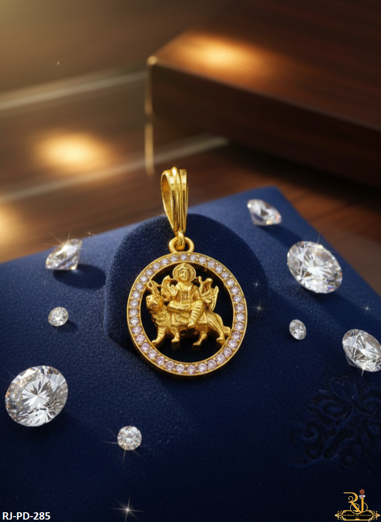 Religious and Spiritual Ambe Maa Gold Plated Pendant For Men's-PD-285