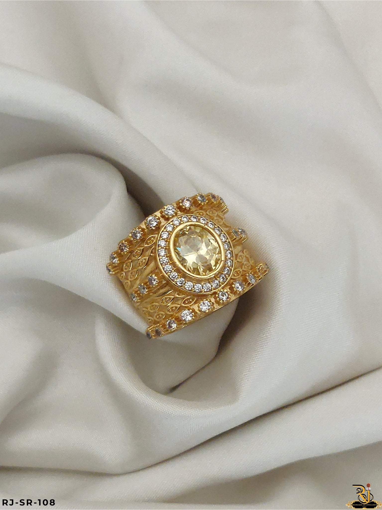 Emperor Diamond with Yellow Stone Ring for Men's-SR-108