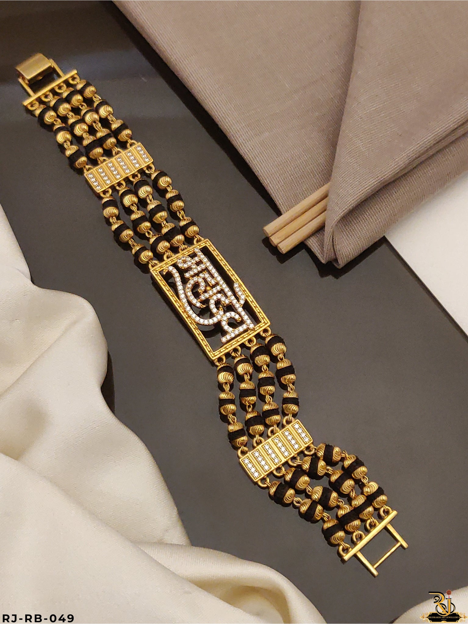 Exclusive Design Mahadev Latter Men’s Fashion Design GoldPleted Bracelet RB-049