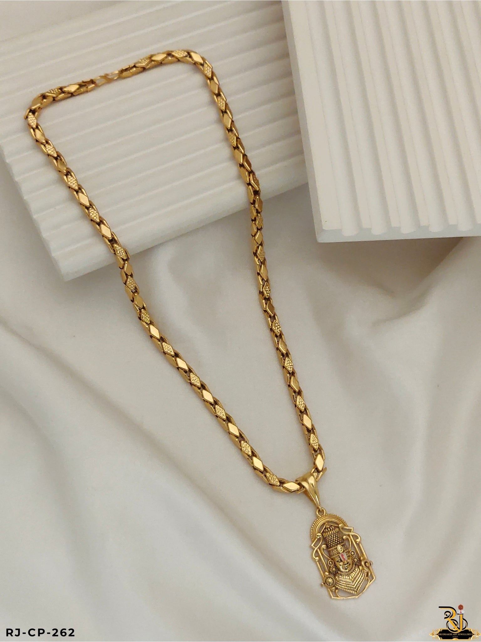 Ritualistic Tirupati Balaji Pendant with Kajukatri Design Chain for Men's-CP-262