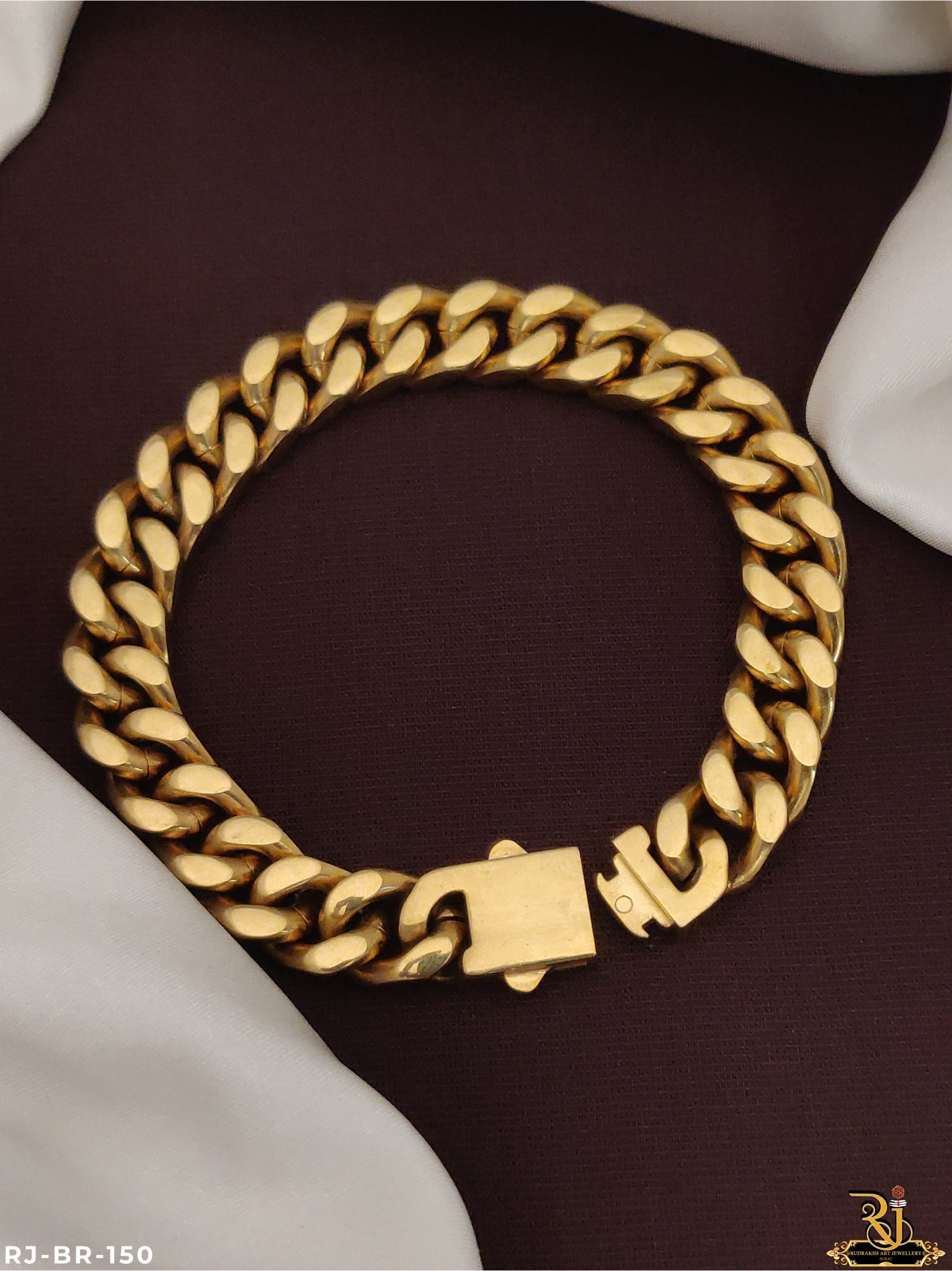 Exclusive Design Impoted Mens Cuban Design Golden Havy Looking Bracelet BR-150