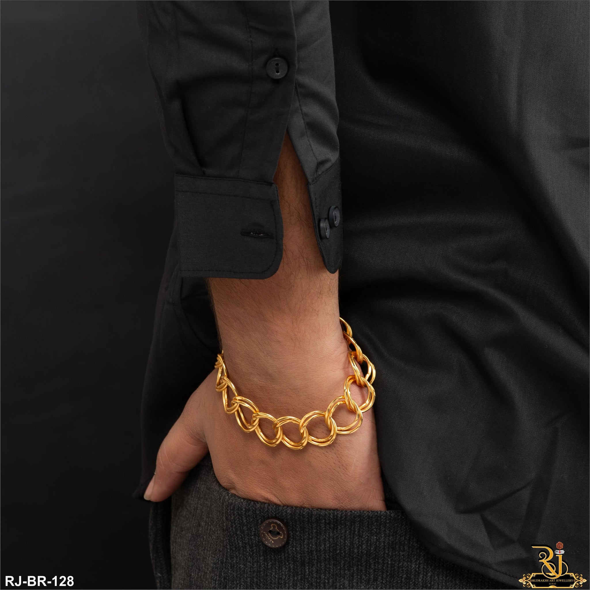 Round Round gold Design Men’s Fashion Bracelet BR-128