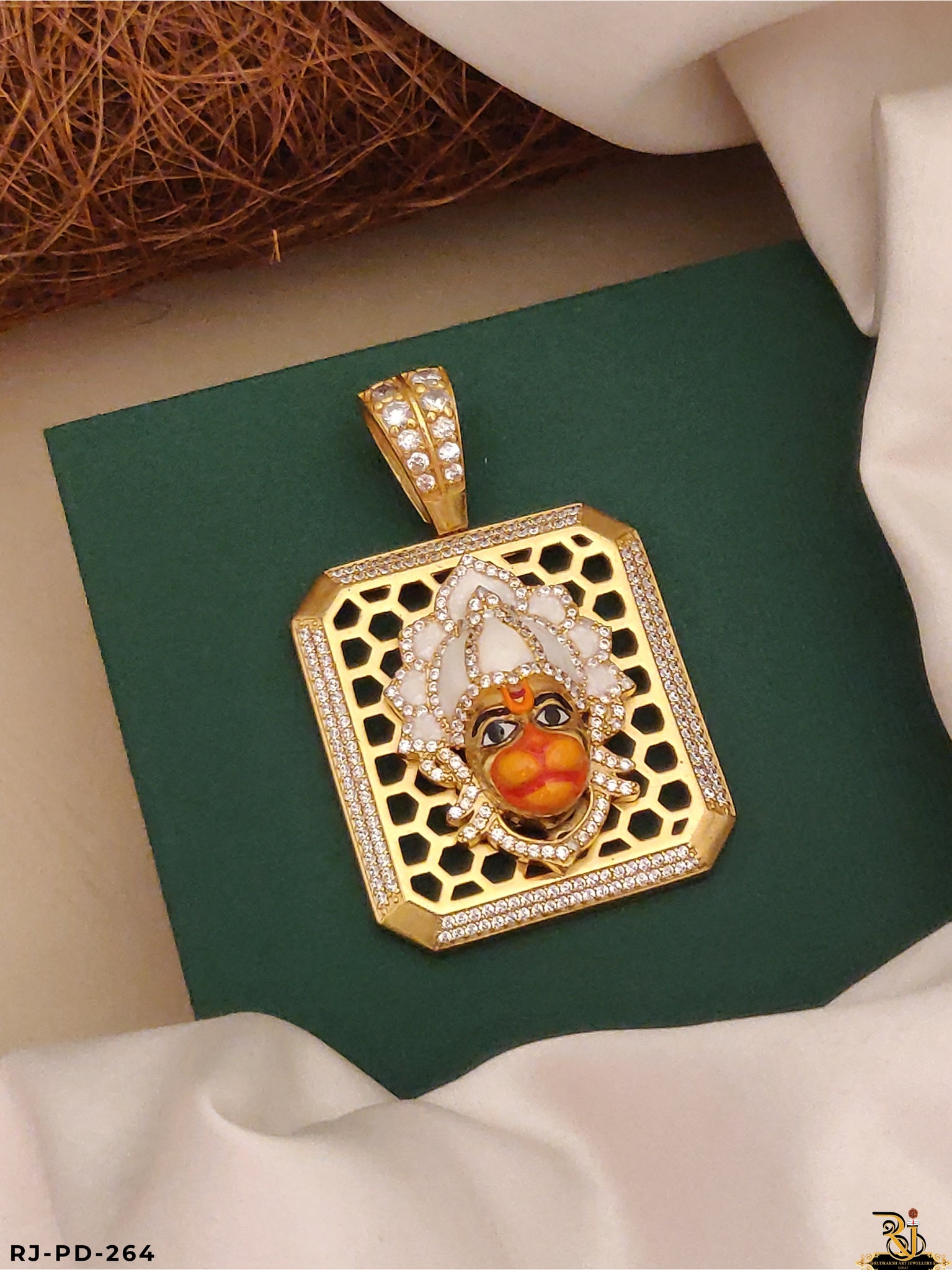 Bajrang Bali Blessing Diamond Design Pendant-PD-264