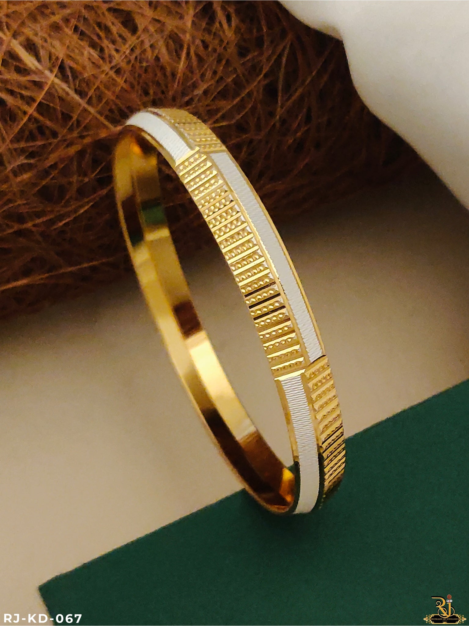 Elegant Line Design Dual Tone CNC Kada For Men's-KD-067
