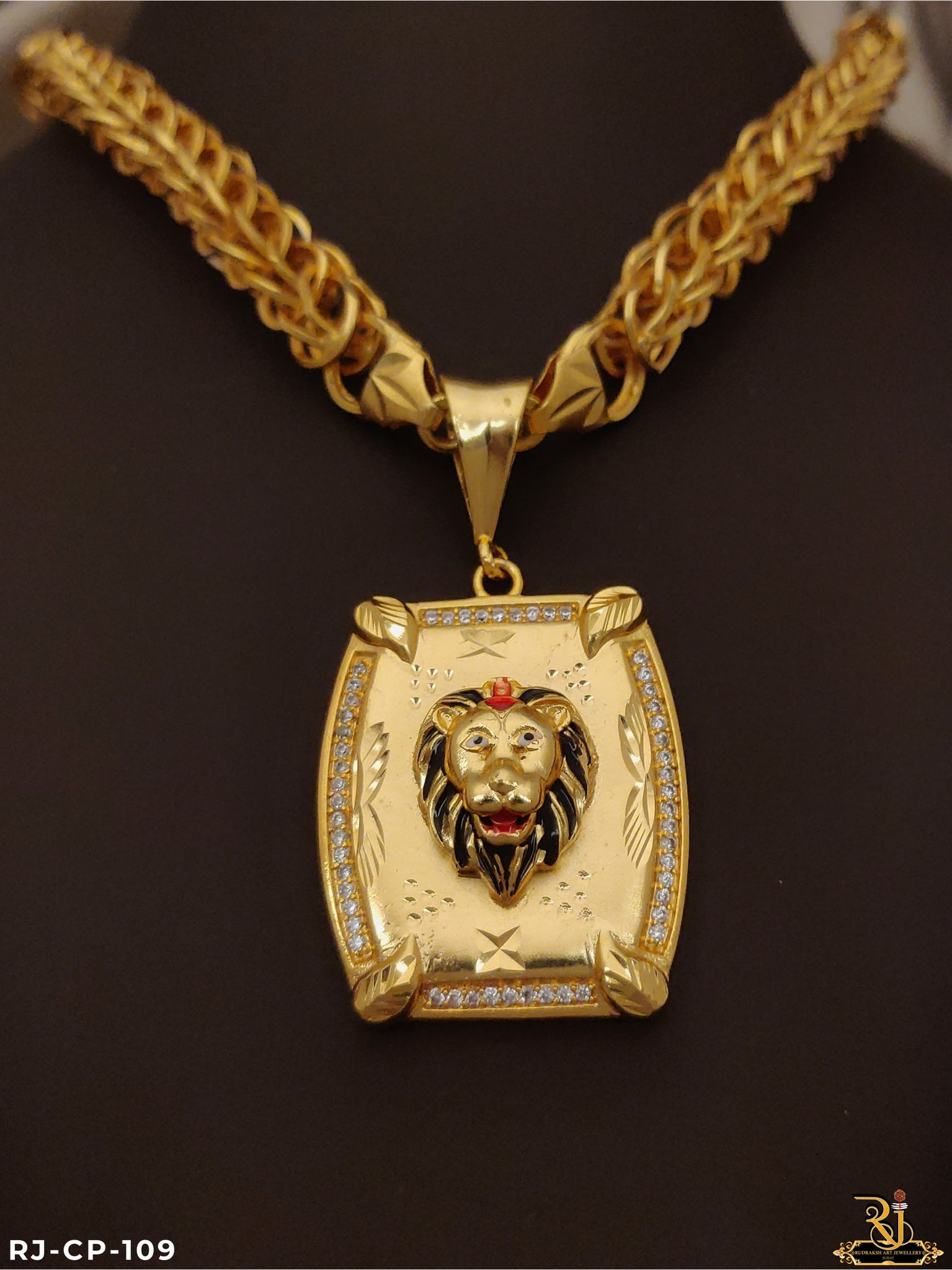 Exclusive Indo Designer Gold pleted Chain With Lion Pendant CP-109