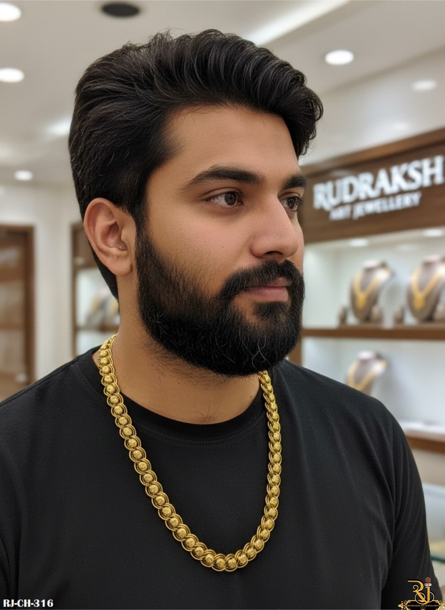Layered Luxurious Round Lotus Design Chain For Men's-CH-316