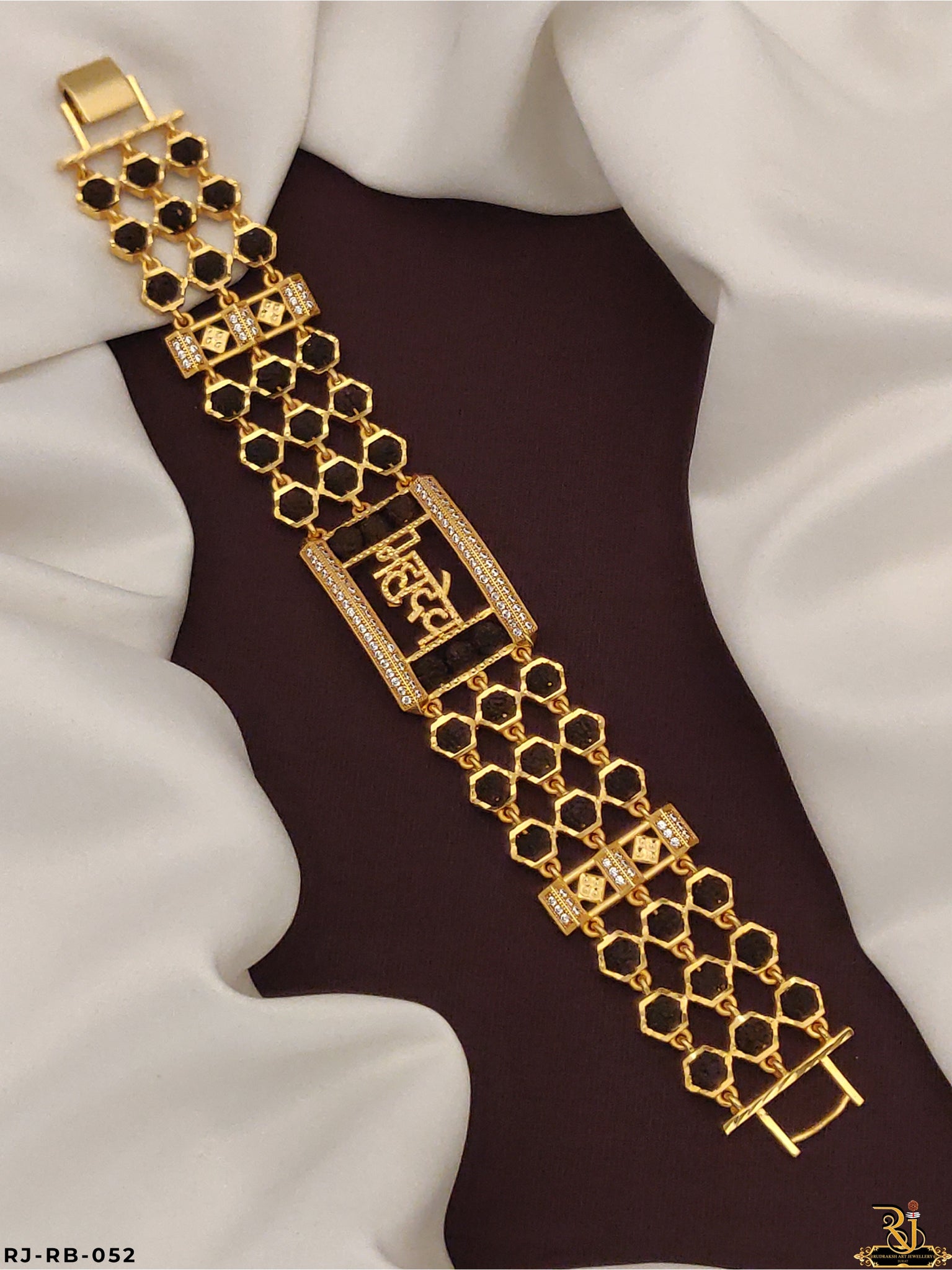 Stylish fashionable Mahadev gold plated kada cum bracelet & Mahakal gold  plated rudraksh mala for male,