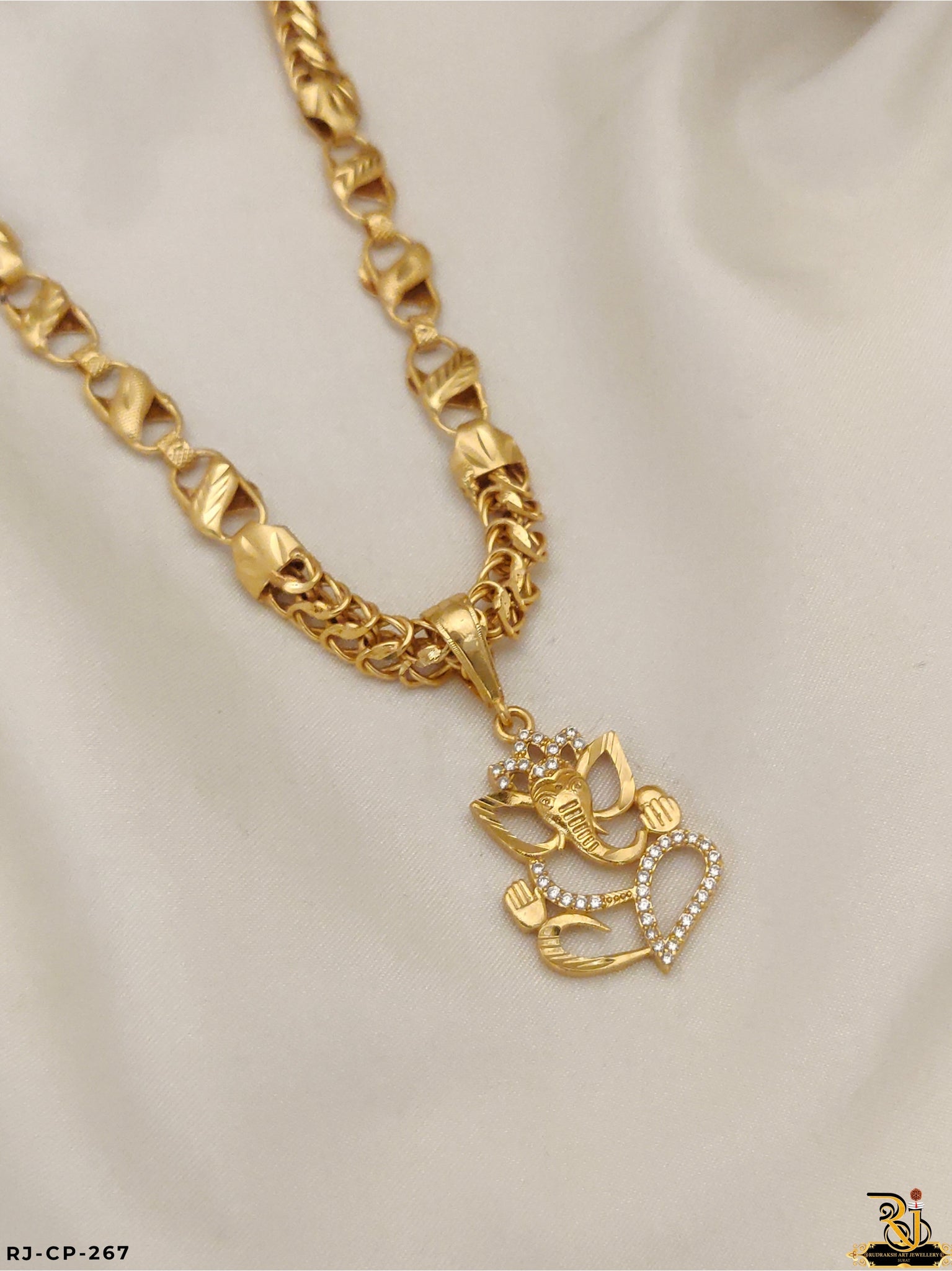Spiritual Ganpati Bappa Pendant with Kadi chain For Men's-CP-268