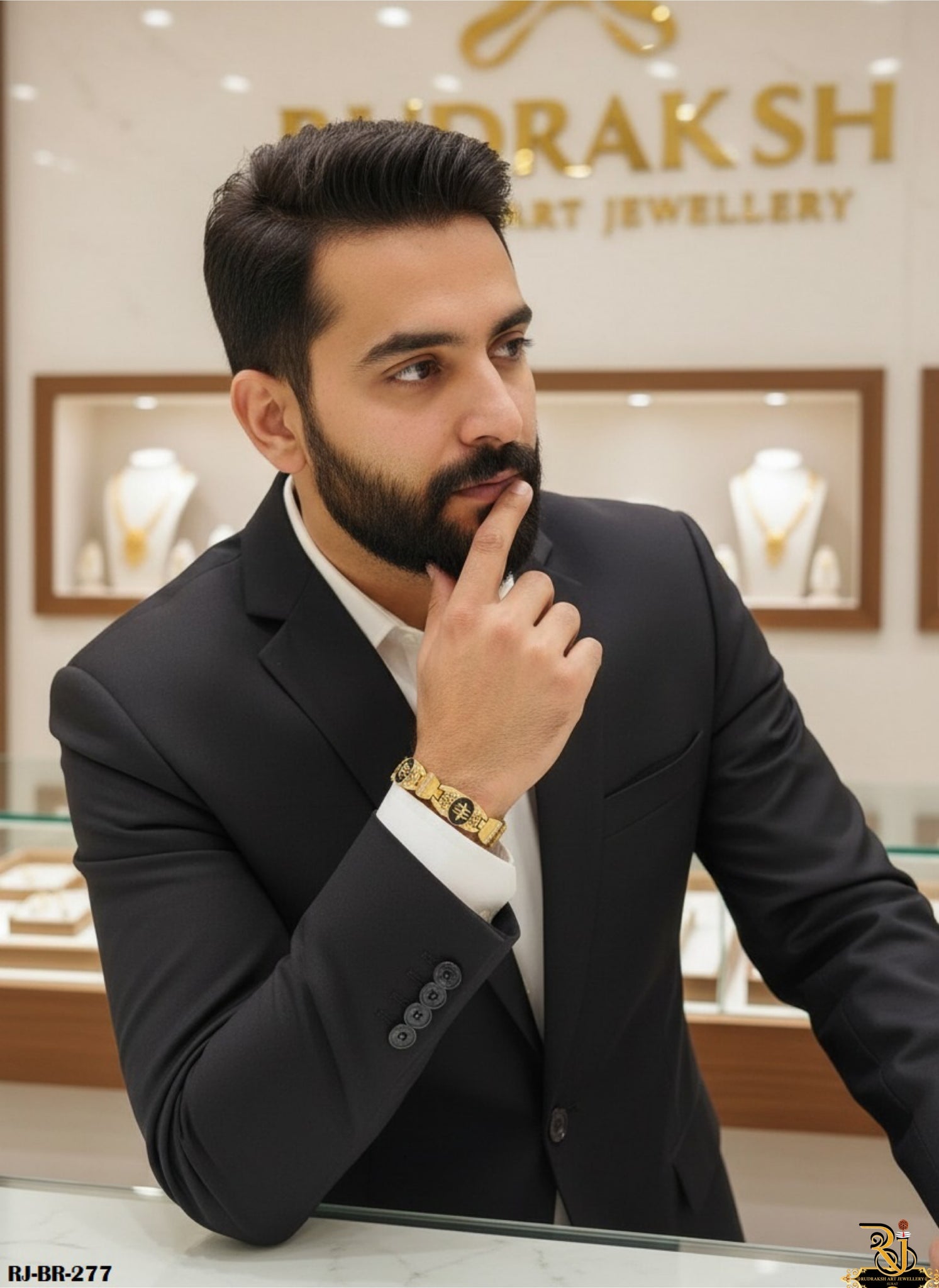 Unveil Shine and Blessing Mahadev Logo Bracelet For Men's-BR-277