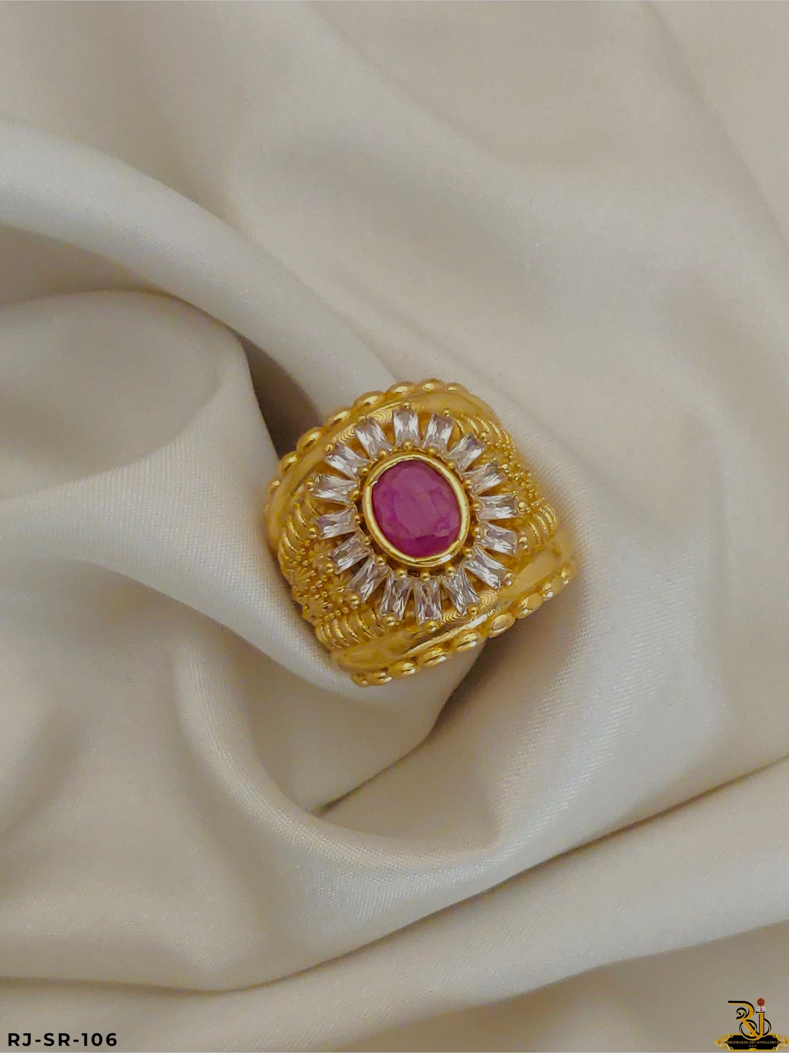 Superior Quality Red Ruby Stone Ring For men's-SR-106