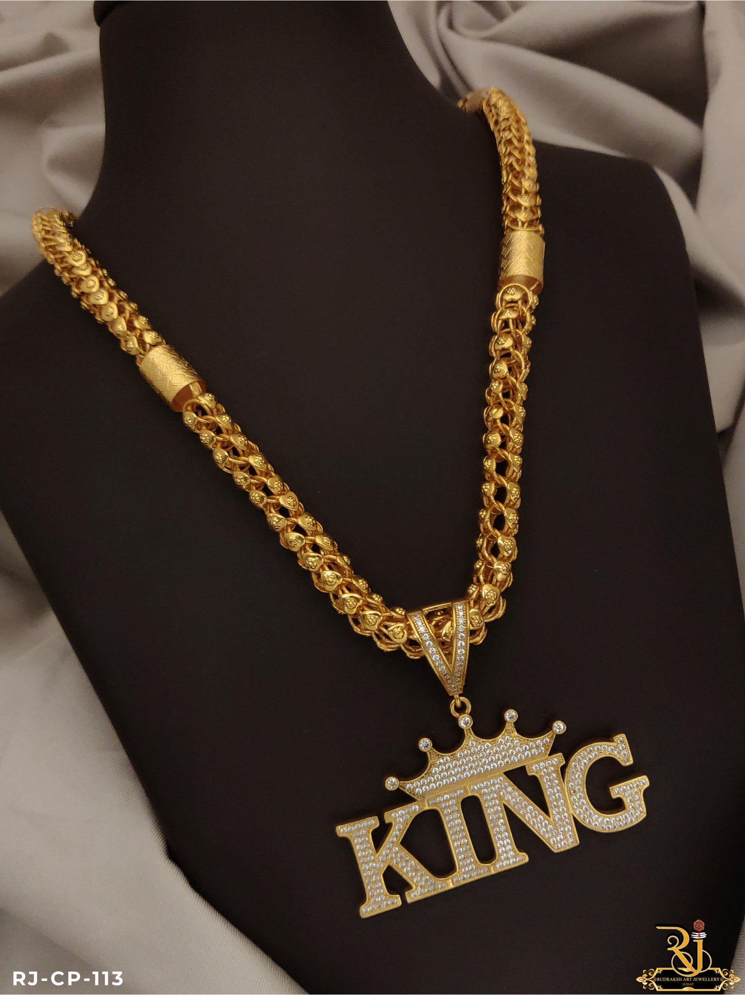 Exclusive Gold Looking Chain With king Pendant CP-113