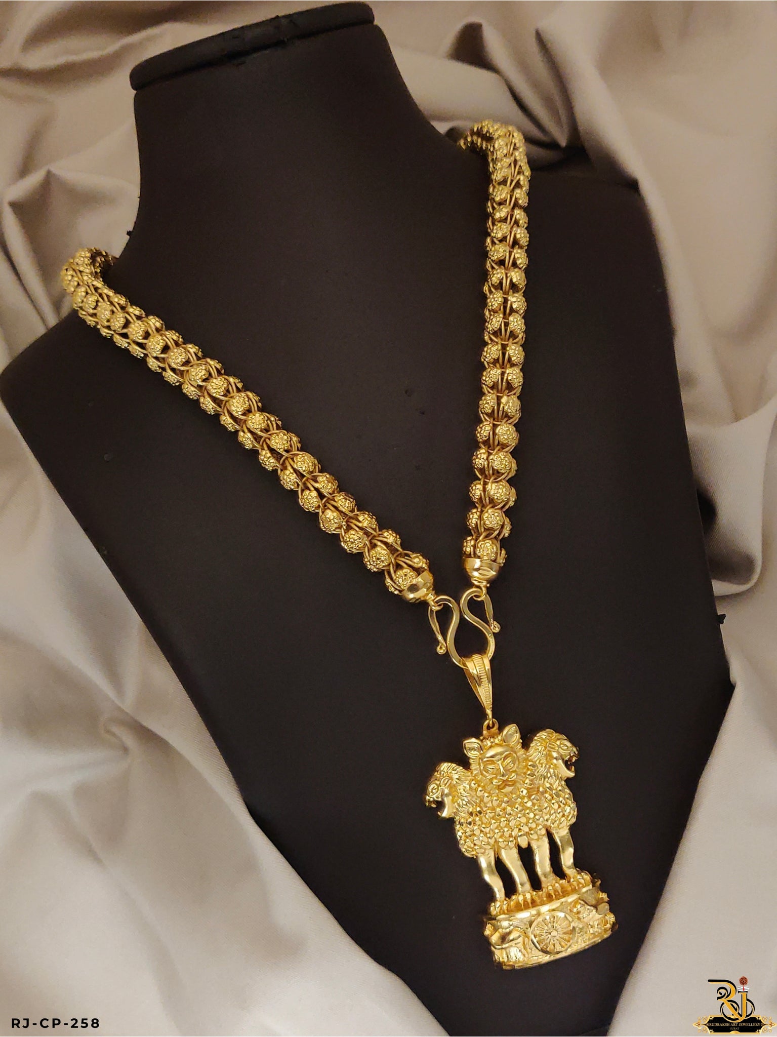 Legacy of Ashok Stamb Pendant with Gold Plated Chain For Men's-CP-258