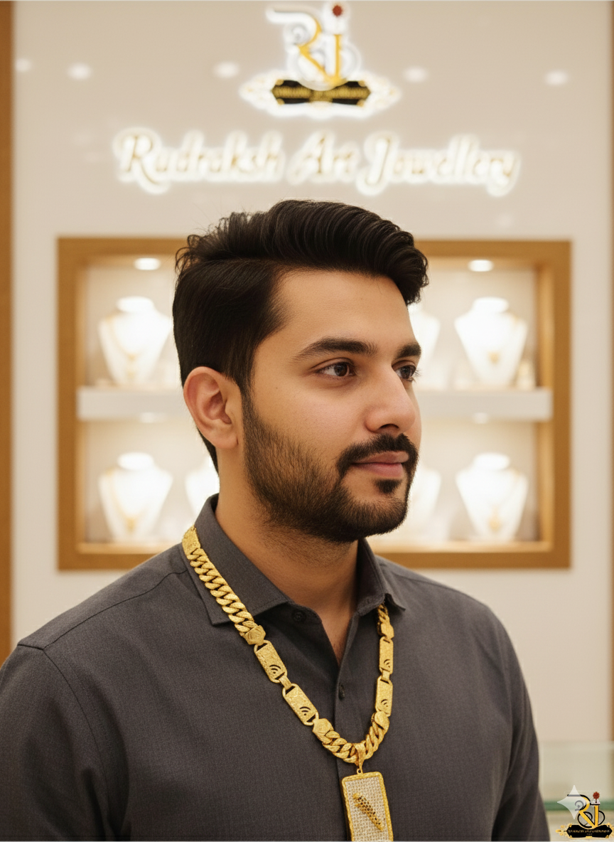 Rajwadi Diamond Jaguar Pendant with Wifi Design Chain For Men's-CP-264