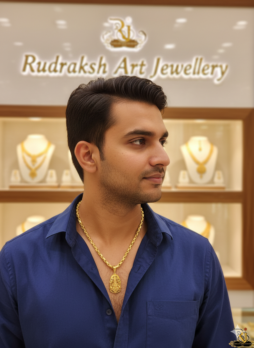 Ritualistic Tirupati Balaji Pendant with Kajukatri Design Chain for Men's-CP-262