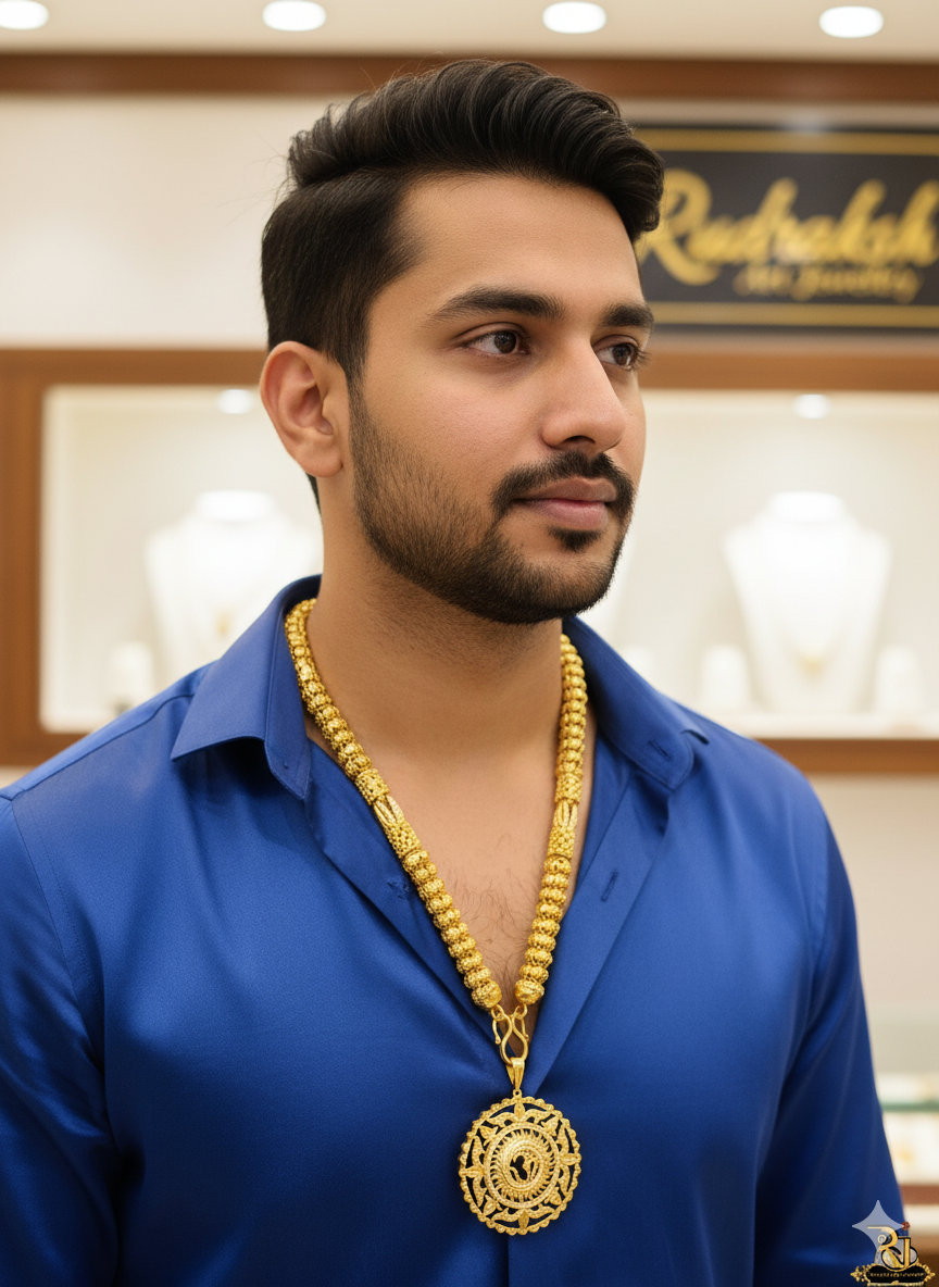 Golden Grace High Quality Gold Chain with  Round Design Om Golden Grace Pendant-CP-256