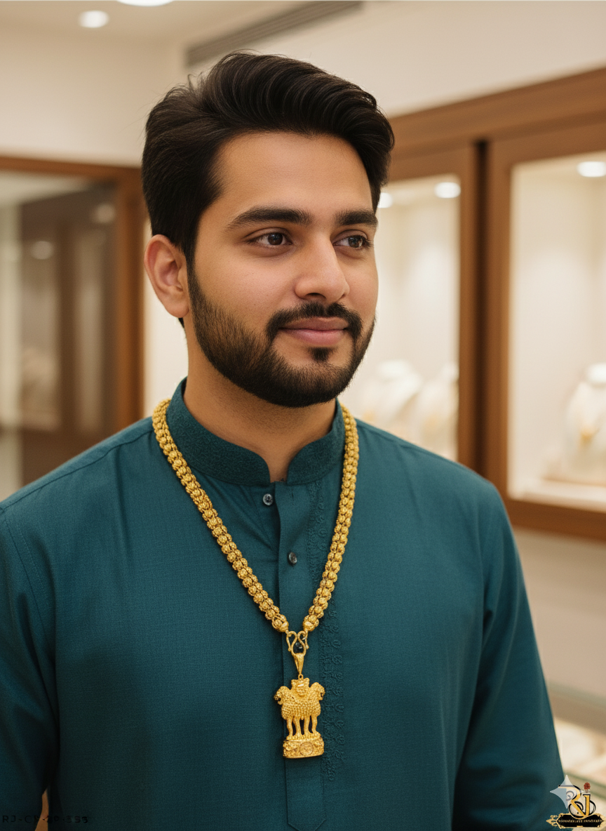 Legacy of Ashok Stamb Pendant with Gold Plated Chain For Men's-CP-258
