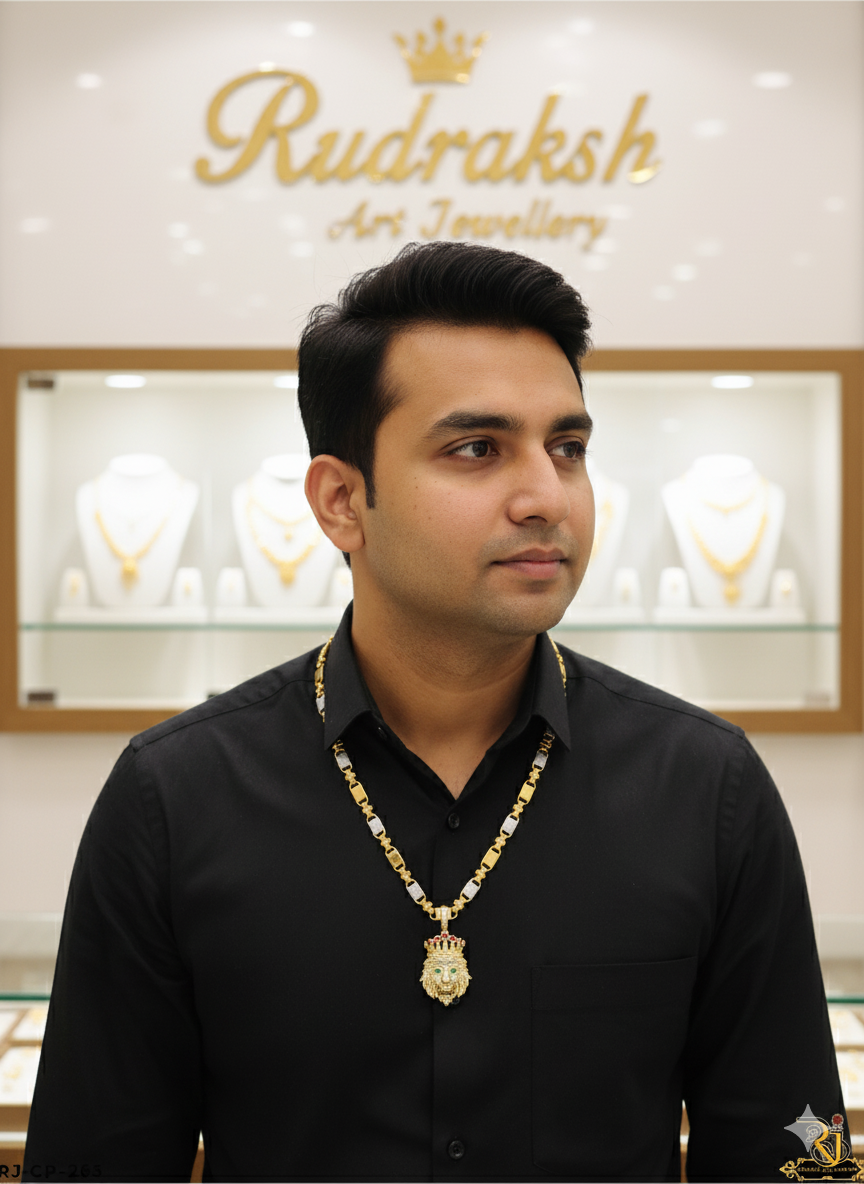 Grind & Shine Lion King Face pendant with dual tone chain for men's-CP-263