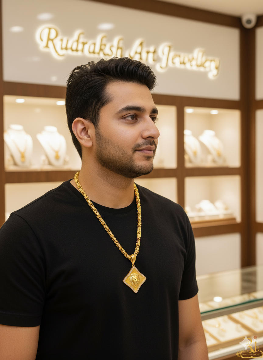 Golden Roar Pendant With Rassa Chain for Men's CP-273