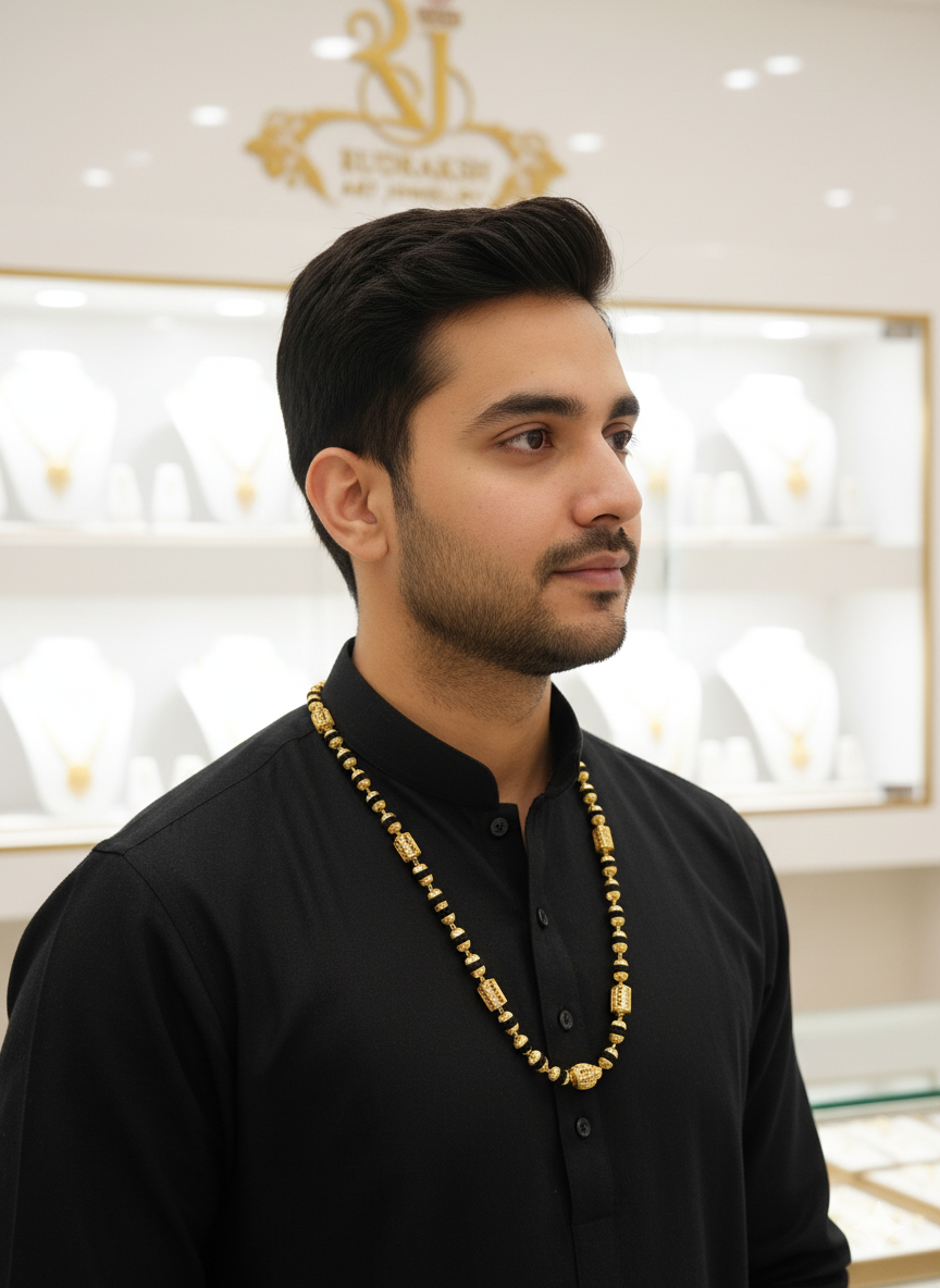 Rich Finishing Diamond Panchmukhi Rudraksh Mala-ML-096