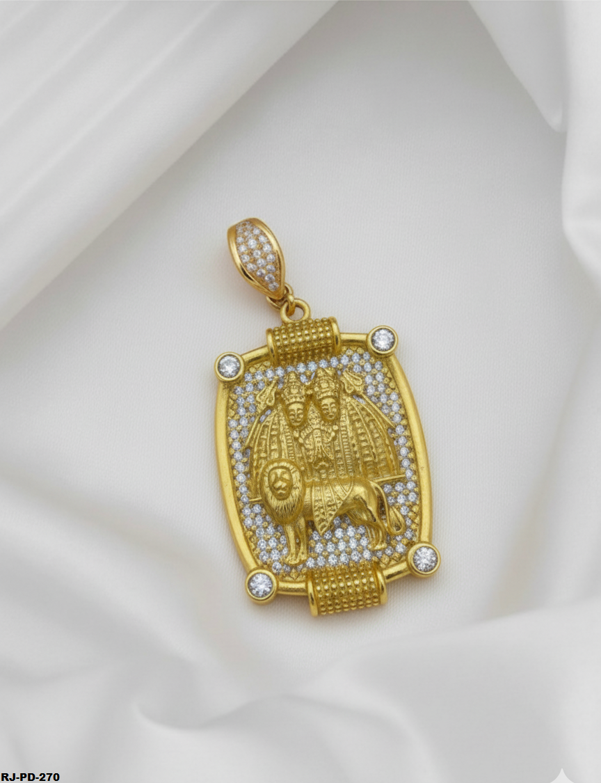 Spiritual Blessing Diamond Chamunda Maa Pendant For Men's-PD-270