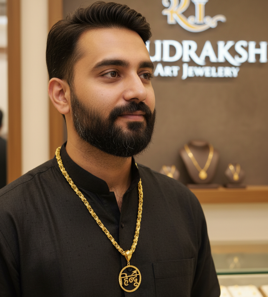 Sacred Warrior Hindu Pendant With Kadi Chain for Men's-CP-272