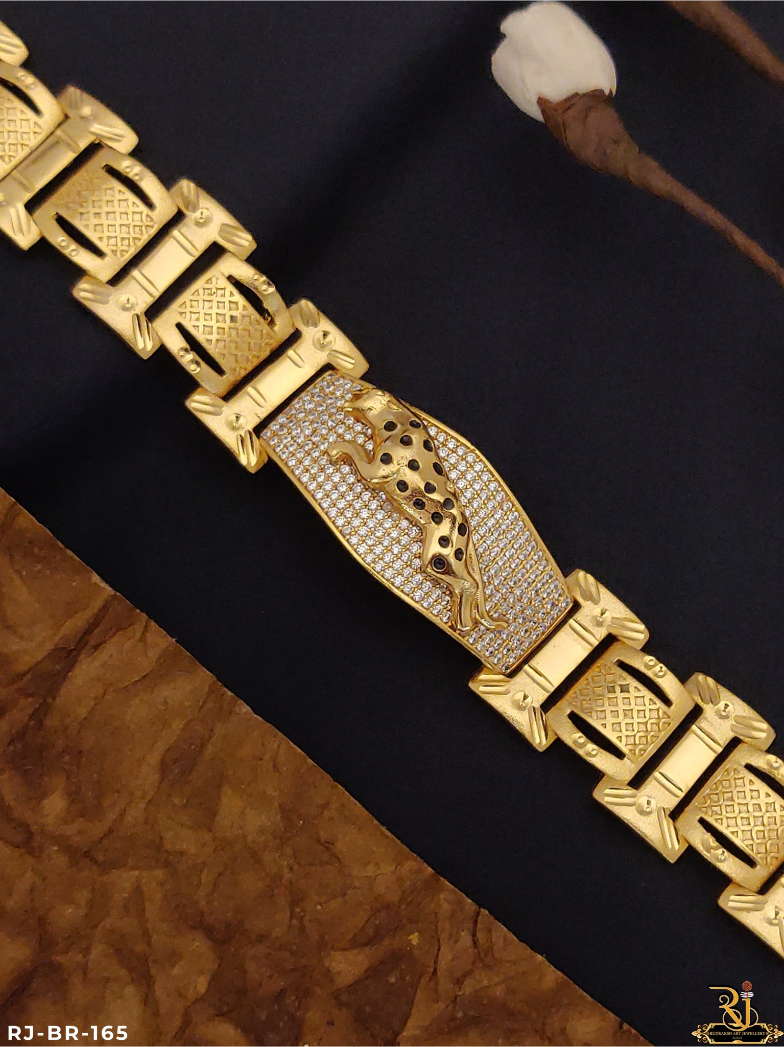 Royal Look Jaguar Gold Plated Bracelet For Men's-BR-165
