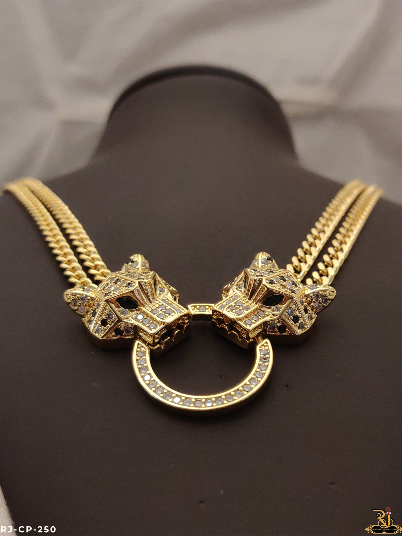 Cartier design dual tiger face with ring 2 line Chain Ch-250