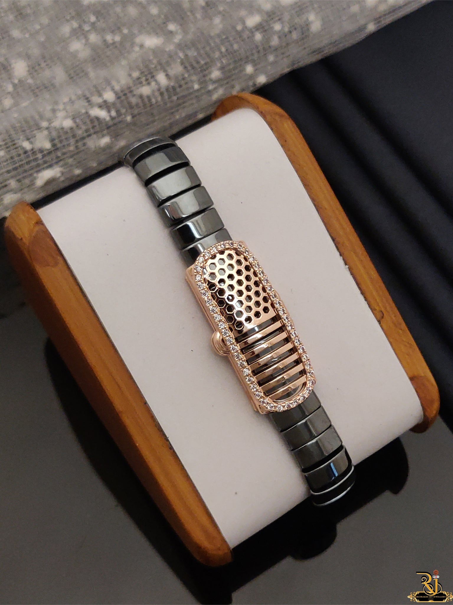 High Qulity Finishing Rose Gold Pleted Mens Style Ceramic Band RJ-BR-193