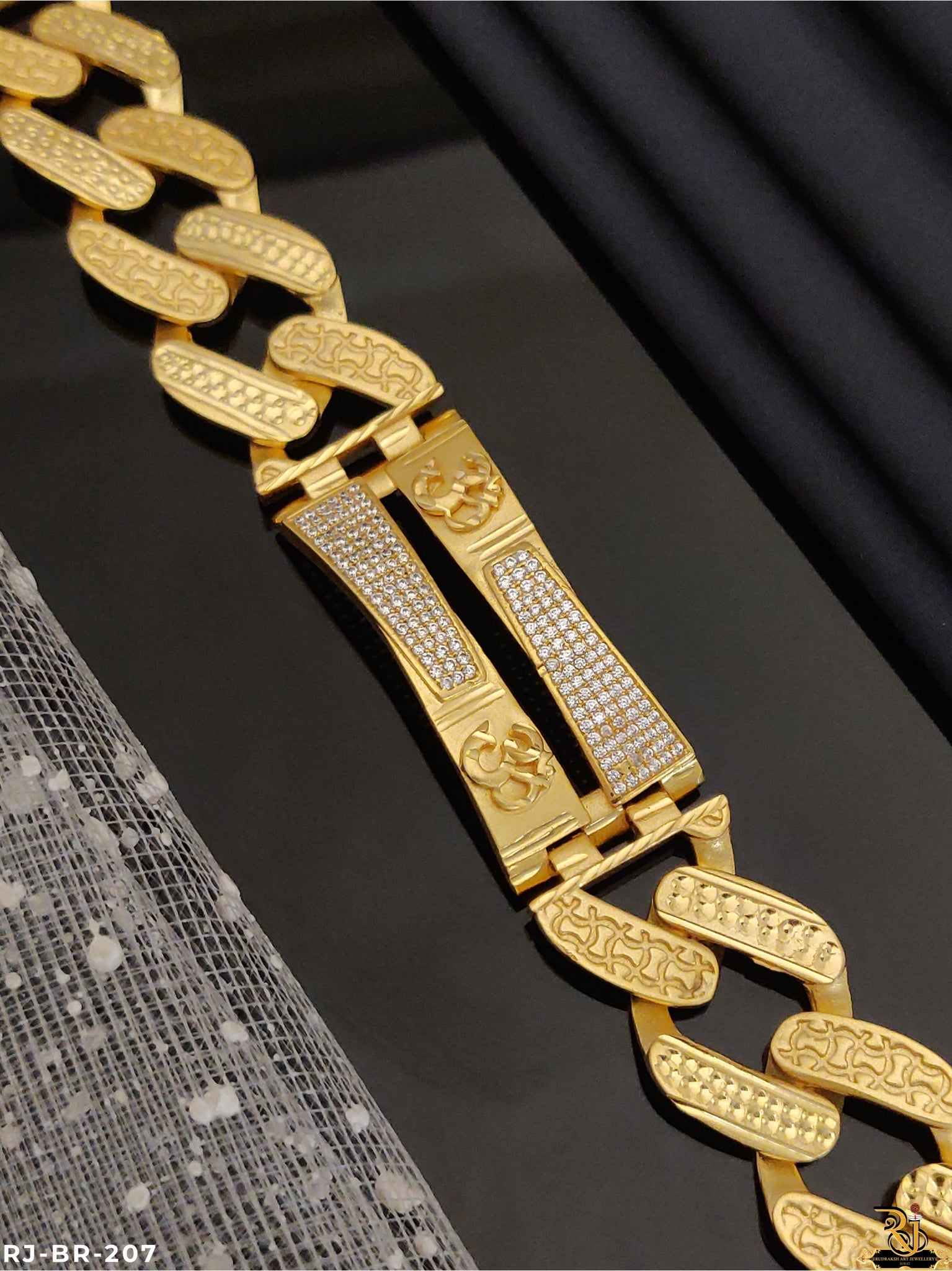 Exclusive Kadi Design with Om Logo Gold Plated Bracelets For Men's-BR-207