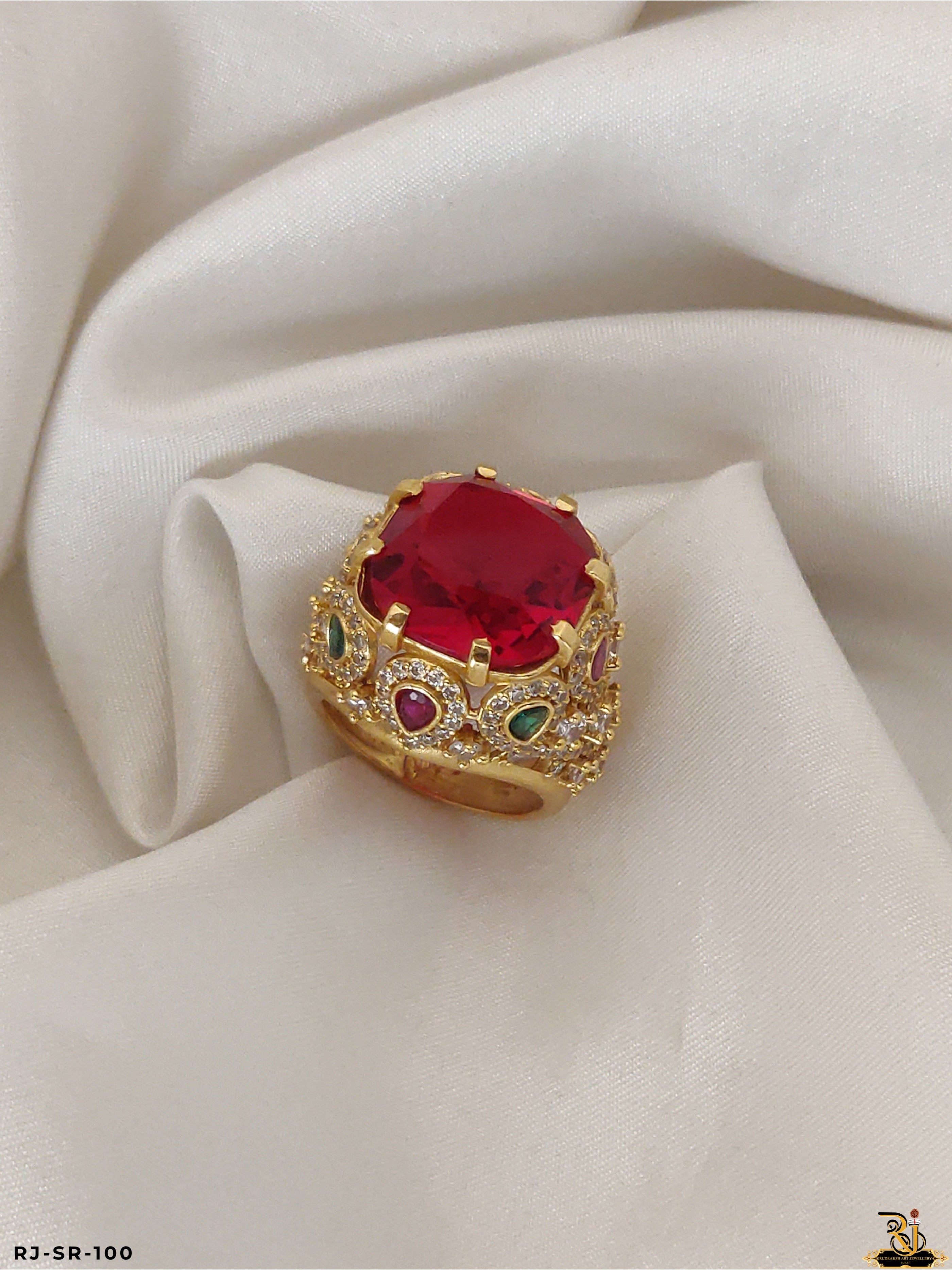 Fiery Elegance Red Stone Ring for men's-SR-100 – Rudraksh Art