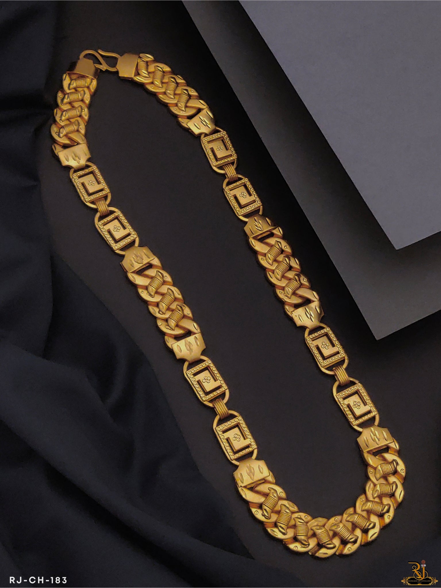 Classical Koyli And CNC  Design Micro Gold Pleted Chain For Men (CH-183)