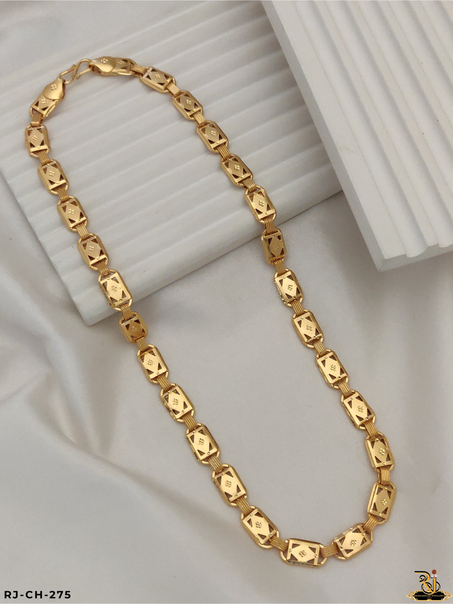 Fascinating King's Drip Gold Plated Biscuit Design Chain for men-CH-275