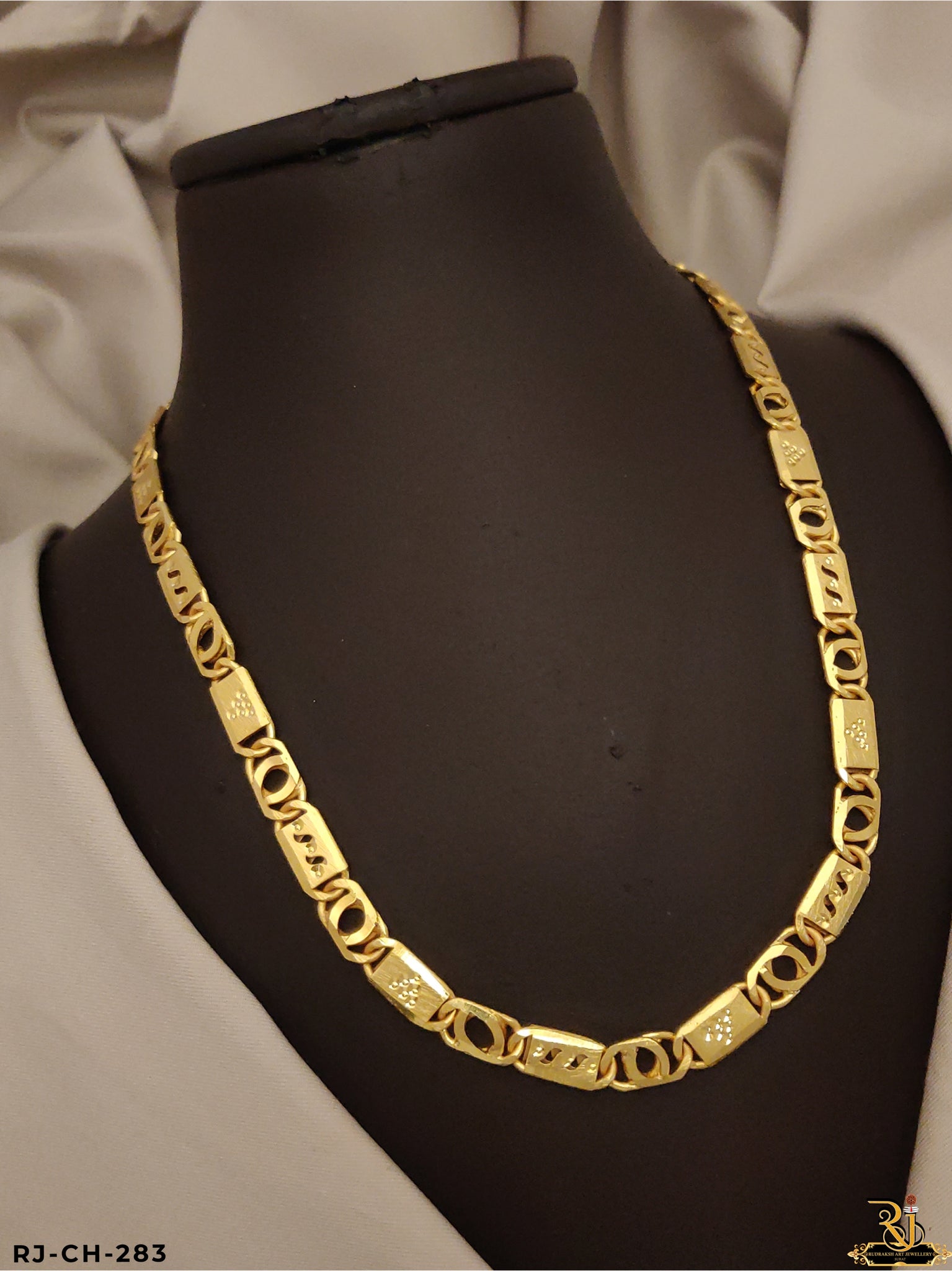 Layered Luxury Gold-Plated Chain with Biscuit Design for Men's-CH-283