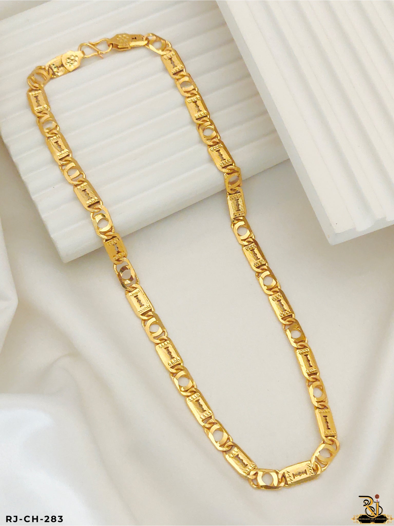 Layered Luxury Gold-Plated Chain with Biscuit Design for Men's-CH-283
